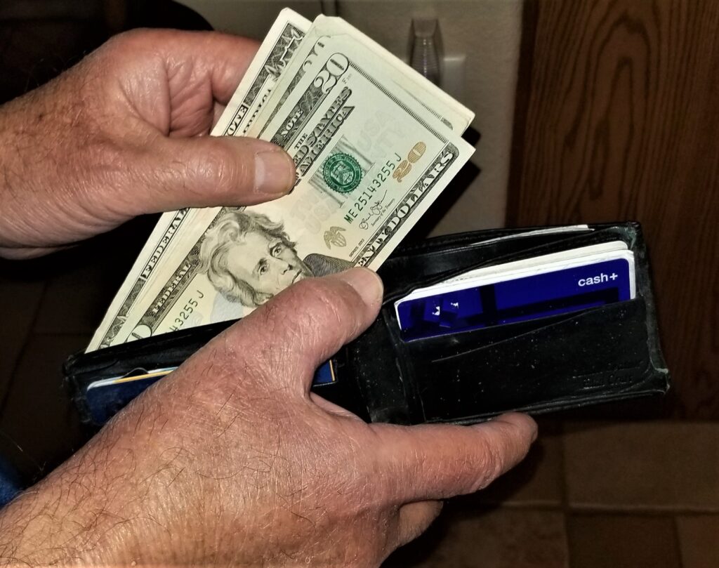 MONEY! Finance and Wealth! Spending Cash! Man's Hands Removing Cash from Wallet!